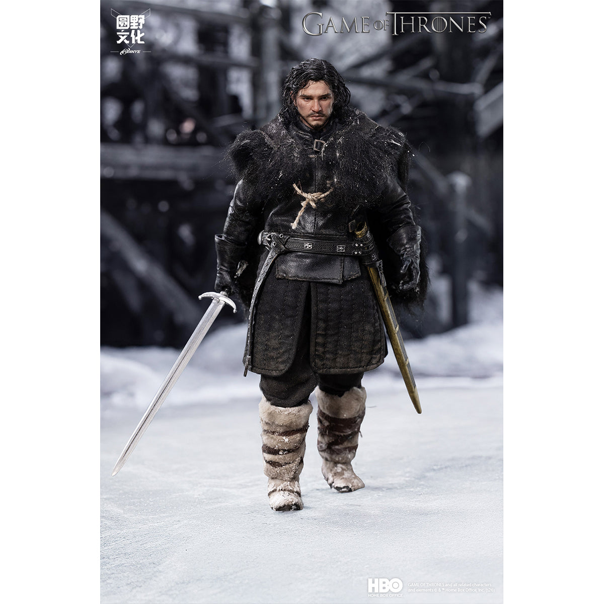 YUANYE CULTURE Game of Thrones Jon Snow & Direwolf & Accessory Pack 1/12 Scale Action Figure