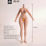 ACTION FIGURE TOYS Seamless Female Platinum Silicone with Stainless Steel Skeleton BG-01–BG-05 Medium/Large/Extra Large Bust, Multiple Skin Tones, Large Hip & Thigh Strap Options 1/6 Scale Action Figure Body