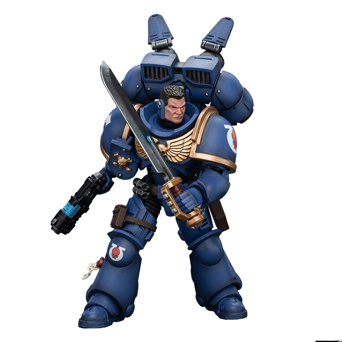 HiPlay JoyToy Warhammer 40K Collectible Figure: Ultramarines Jump Pack Intercessors Sergeant with Plasma Pistol and Power Sword 1:18 Scale Action Figures JT1378