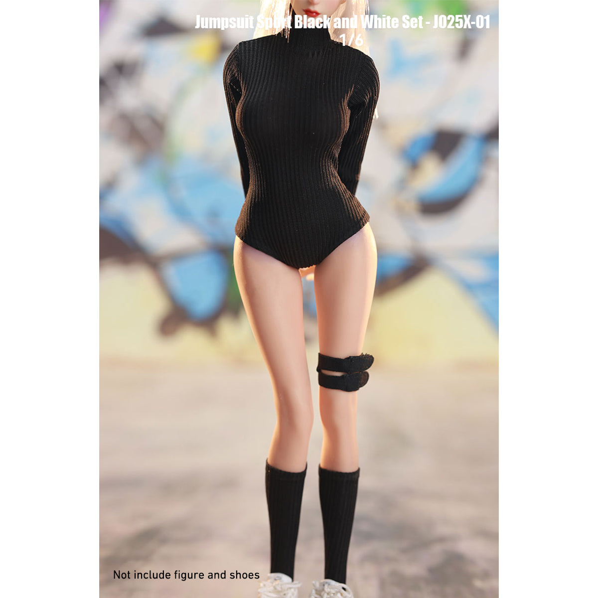 JIAOUDOLL, Female Knee Pads + Bodysuit + Mid-Calf Socks & Female Sportswear Single Jacket & Female Sports Jumpsuit Set Jacket with Jumpsuit, Doll Clothes Accessory for 12-inches Figure
