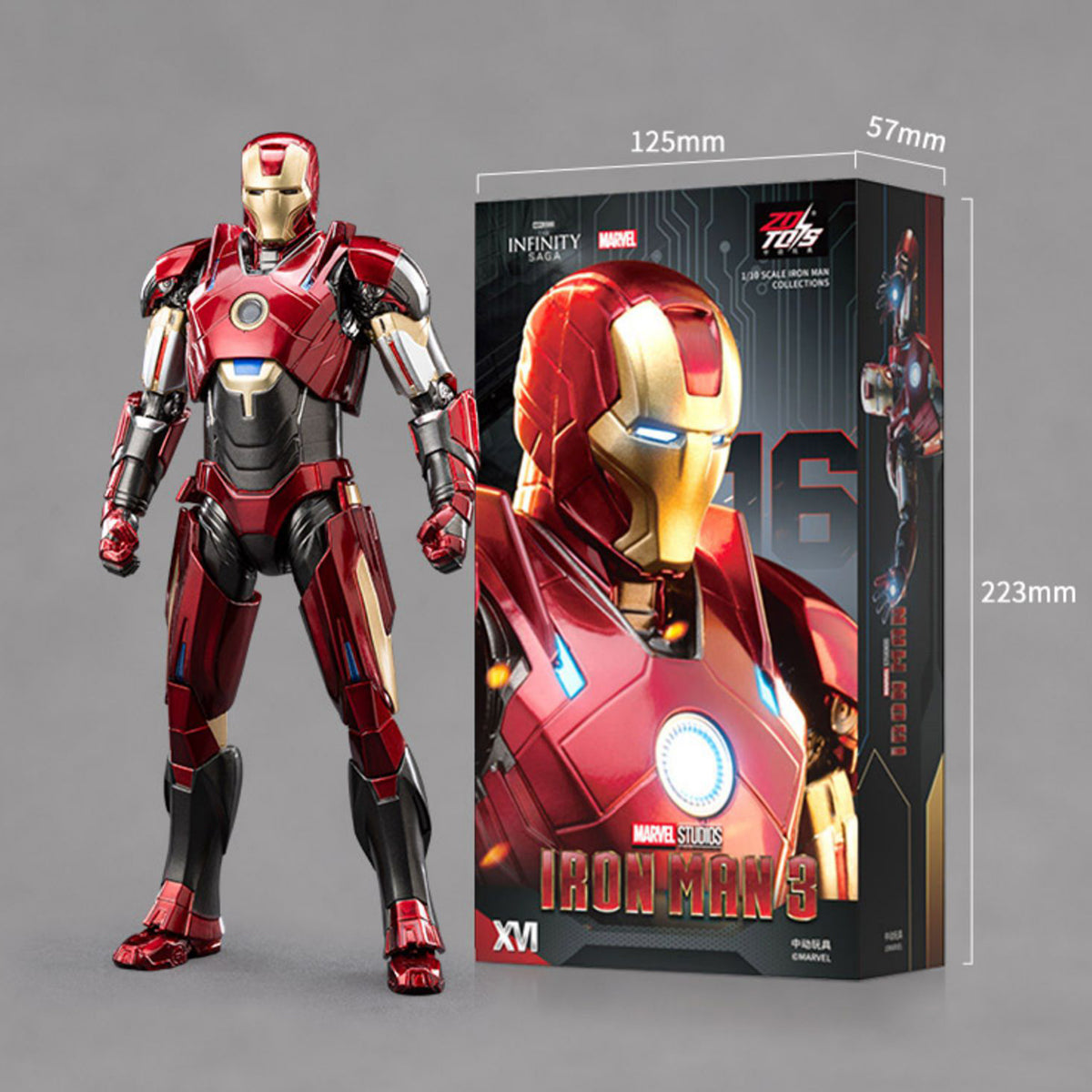 Figuras de acción de Iron Men MK16 de ZD Toys, versión no luminosa