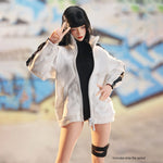 JIAOUDOLL, Female Knee Pads + Bodysuit + Mid-Calf Socks & Female Sportswear Single Jacket & Female Sports Jumpsuit Set Jacket with Jumpsuit, Doll Clothes Accessory for 12-inches Figure