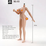 ACTION FIGURE TOYS Seamless Female Platinum Silicone with Stainless Steel Skeleton BG-01–BG-05 Medium/Large/Extra Large Bust, Multiple Skin Tones, Large Hip & Thigh Strap Options 1/6 Scale Action Figure Body