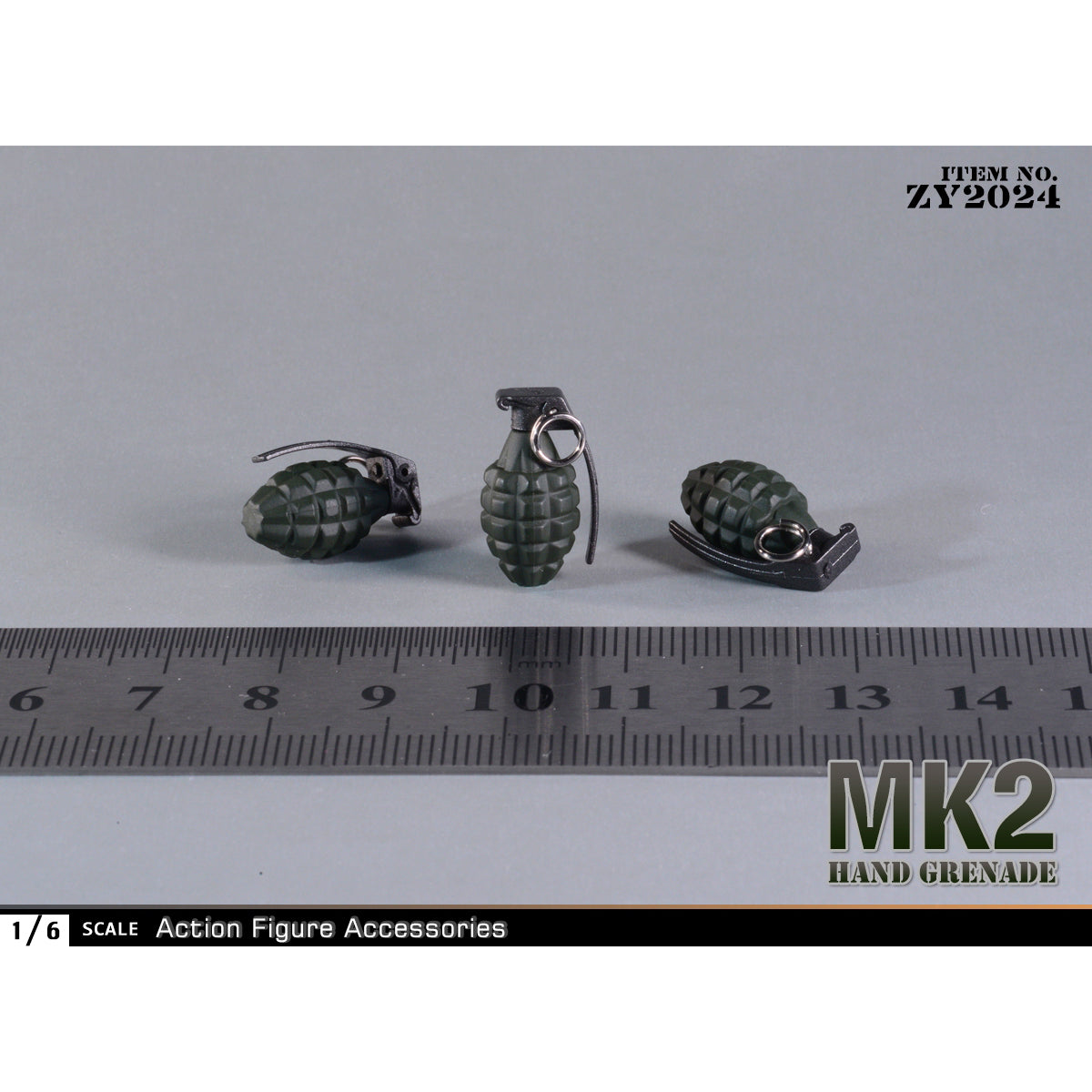 ZYTOYS, MK2 Grenade Pineapple Grenade, Weapon Model Doll Accessory for 12-inches Figure