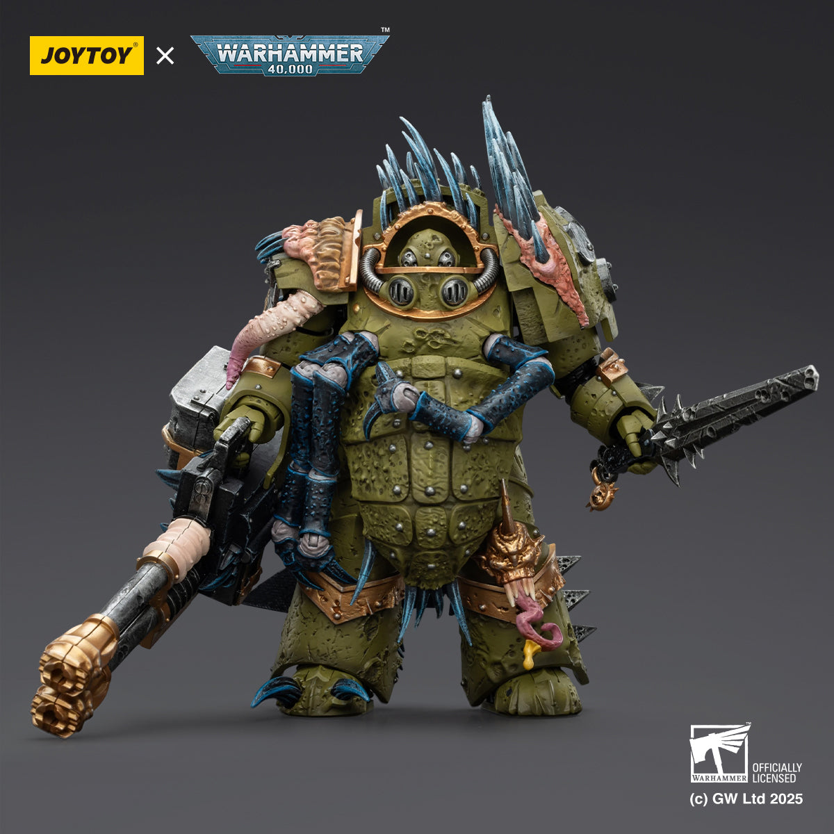 JOYTOY Warhammer Death Guard Blightlord Terminator & Plague Marine Icon bearer with Boltgun and Plague knife 1/18 Scale Action Figure