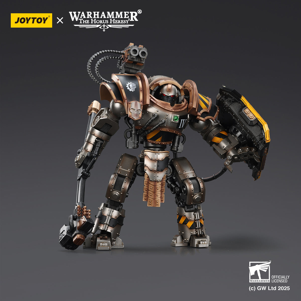 JOYTOY Iron Warriors Iron Circle Domitar-Ferrum Class Battle-automata with Karceri Battle Shield and Graviton Crusher JT02847 1/18 Scale Action Figure