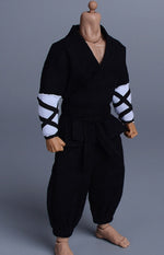 Vêtements de poupée ATStory : Tenue de combat de moine martial, noire, pour figurine d'action