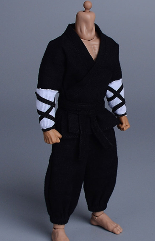 Ropa para muñecas ATStory: Traje de combate de monje marcial, negro, para figuras de acción