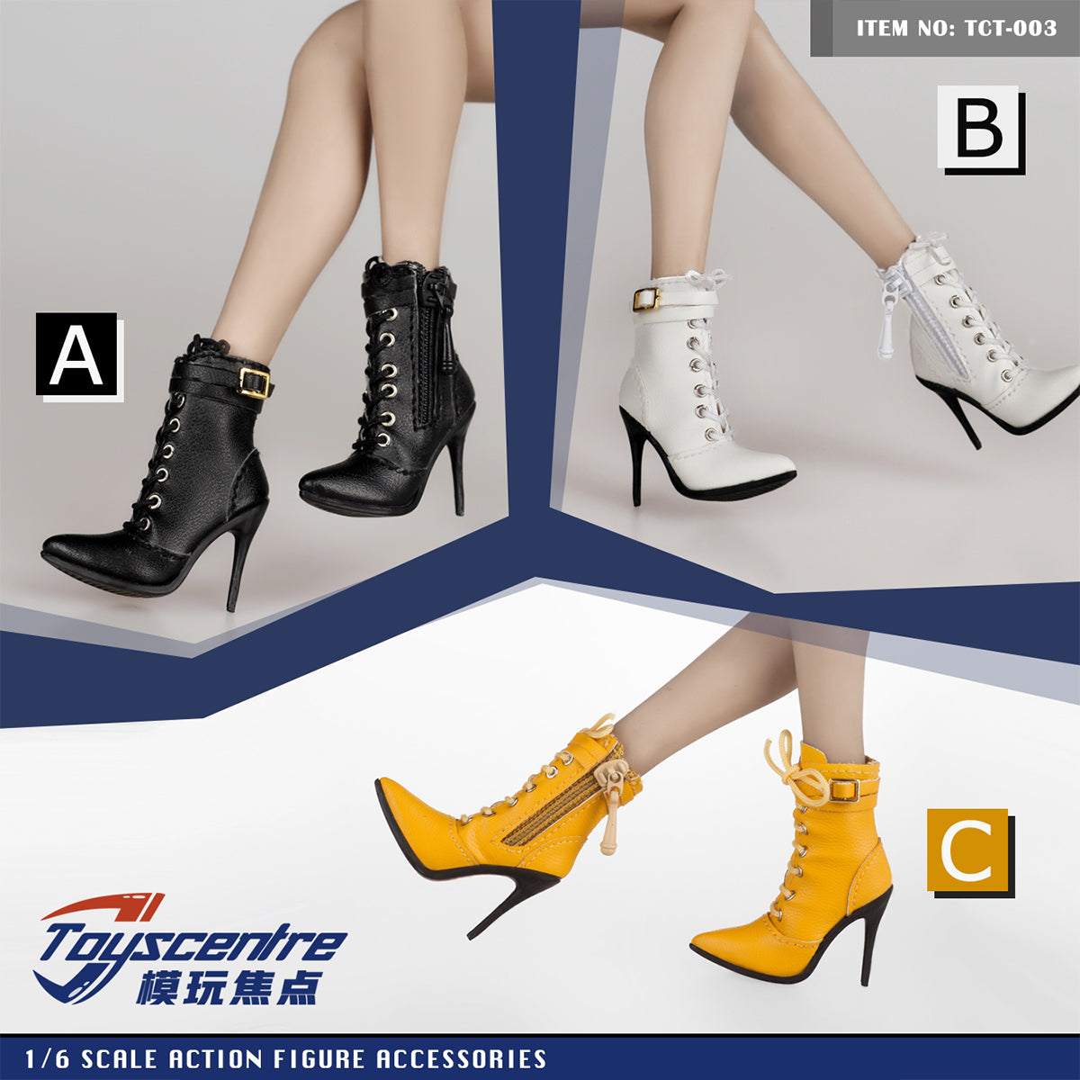 Toyscentre, Female Pointed High Heels Shoes, Doll Accessory for 12-inches Action Figurine