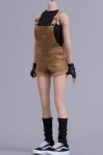 Cdtoys Female Figure Doll Clothes: khaki Suspender Shorts For Female 12-inch Action Figure