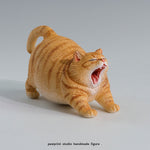 Pawprint Studio Handmade x Double one Yawning Cat Collectible Animal Figurine