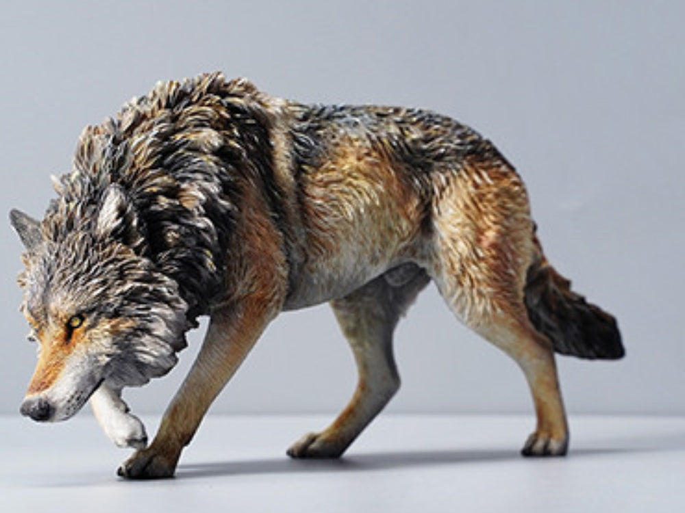 JXK Collectible Wolf Figure: North American Gray Wolf, Expertly Hand-Painted, Lifelike, Safe Resin, 1:6 Scale Miniature Animal Figurine