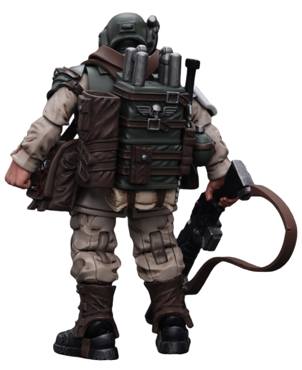 HiPlay JoyToy Warhammer 40K Collectible Figure: Astra Militarum Cadian Command Squad Veteran with Medi-Pack 1:18 Scale Action Figures JT7943