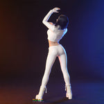 JIAOU DOLL, White Short Leather Jacket and Leather Pants,Doll Clothes For 12-inches Figure