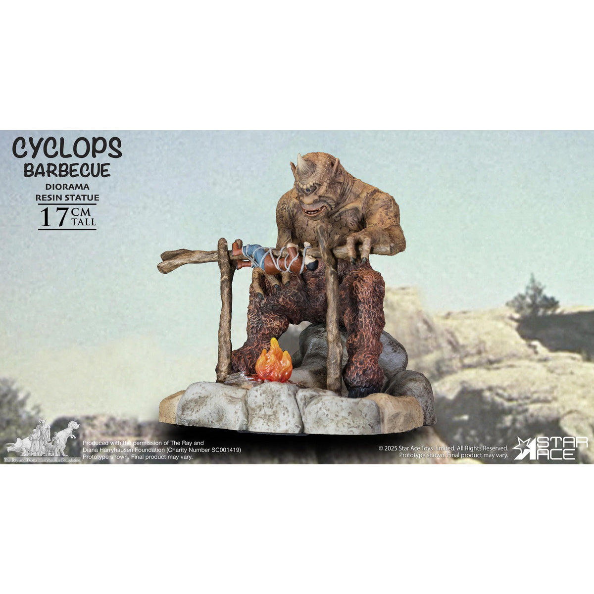 STAR ACE Toys, Ray Harryhausen: The Seventh Voyage of Sinbad - Cyclops Barbeque, Diorama Scene Base for Action Figurine