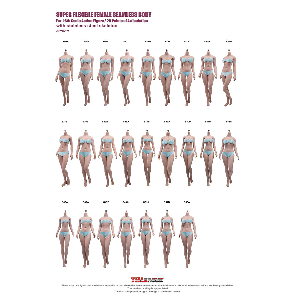TBLeague Female Seamless Less Muscular Type Medium Bust Headless Detachable Feet 1/6 Scale Action Figure Body