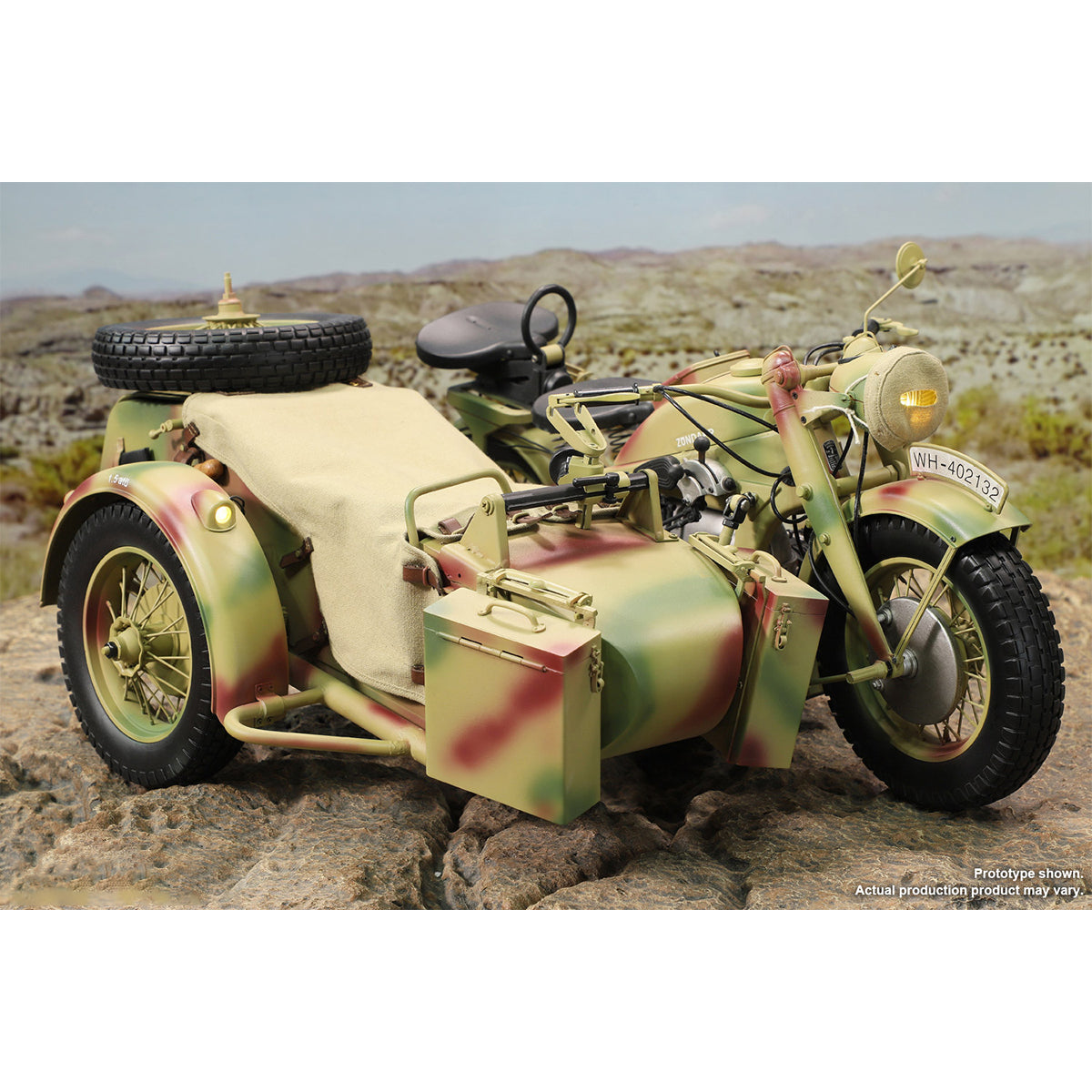 DID WWII German Zundapp KS750 Motorcycle with Sidecar Camouflage for Action Figures