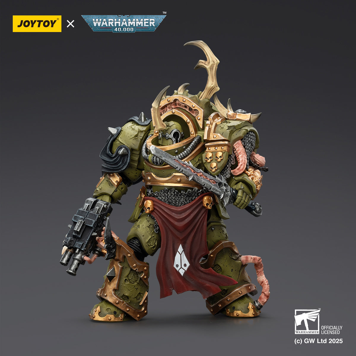 JOYTOY Warhammer Death Guard Blightlord Terminator & Plague Marine Icon bearer with Boltgun and Plague knife 1/18 Scale Action Figure