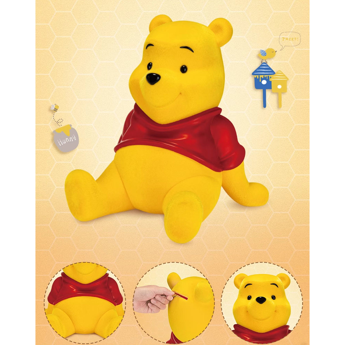 Beast Kingdom VPB-011SP Winnie The Pooh Large Vinyl Piggy Bank: Pooh-Velvet Version Art Statue