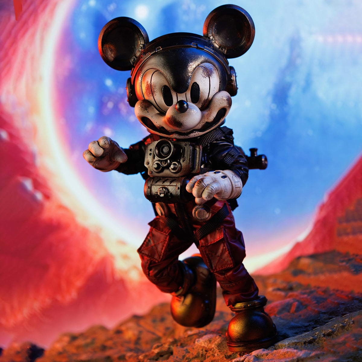 WeArtDoing Time Warrior Series Wasteland: Space Mouse Crimson Red Action Figure