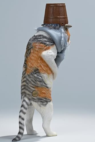 HiPlay JXK Collectible Cat Figure: The Bathhouse Cat, Expertly Hand-Painted, Lifelike, Safe Resin, 1:6 Scale Miniature Animal Figurine