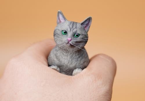 HiPlay JXK Collectible Cat Figure: Cats Eat Food, Expertly Hand-Painted, Lifelike, Safe Resin, 1:6 Scale Miniature Animal Figurine