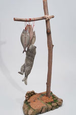 JXK Collectible Cat Figure: Cats That eat Fish 2.0, Expertly Hand-Painted, Lifelike, Safe Resin, 1:6 Scale Miniature Animal Figurine