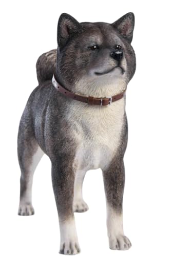 HiPlay JXK Collectible Dog Figure: Japanese Akita, Expertly Hand-Painted, Lifelike, Safe Resin, 1:6 Scale Miniature Animal Figurine