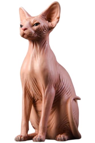 HiPlay JXK Collectible Cat Figure: Canadian Hairless, Expertly Hand-Painted, Lifelike, Safe Resin, 1:6 Scale Miniature Animal Figurine