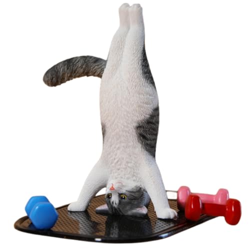 HiPlay JXK Collectible Cat Figure: Yoga Cat, Expertly Hand-Painted, Lifelike, Safe Resin, 1:6 Scale Miniature Animal Figurine