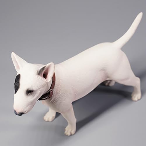 HiPlay JXK Collectible Dog Figure: Bull Terrier, Expertly Hand-Painted, Lifelike, Safe Resin, 1:6 Scale Miniature Animal Figurine