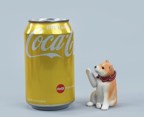 HiPlay JXK Small Collectible Dog Figure: Flocking Shiba Inu, 1:12 Scale Miniature Animal Figurine