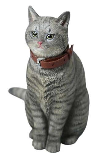 HiPlay JXK Collectible Cat Figure: Felis Catus, Expertly Hand-Painted, Lifelike, Safe Resin, 1:6 Scale Miniature Animal Figurine