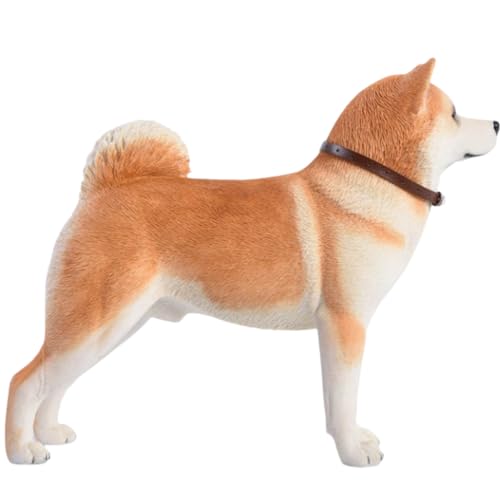 HiPlay JXK Collectible Dog Figure: Japanese Akita, Expertly Hand-Painted, Lifelike, Safe Resin, 1:6 Scale Miniature Animal Figurine