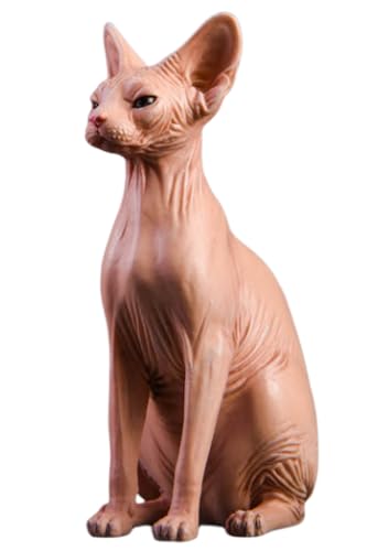 HiPlay JXK Collectible Cat Figure: Canadian Hairless, Expertly Hand-Painted, Lifelike, Safe Resin, 1:6 Scale Miniature Animal Figurine