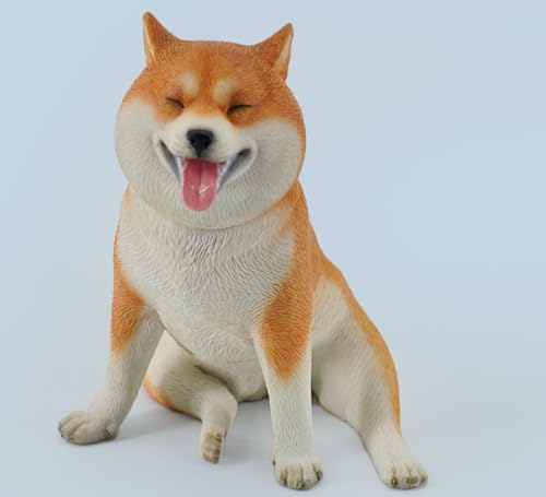 HiPlay JXK Collectible Dog Figure: Shiba Inu, Expertly Hand-Painted, Lifelike, Safe Resin, 1:6 Scale Miniature Animal Figurine