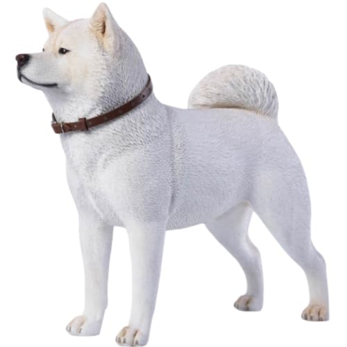 HiPlay JXK Collectible Dog Figure: Japanese Akita, Expertly Hand-Painted, Lifelike, Safe Resin, 1:6 Scale Miniature Animal Figurine