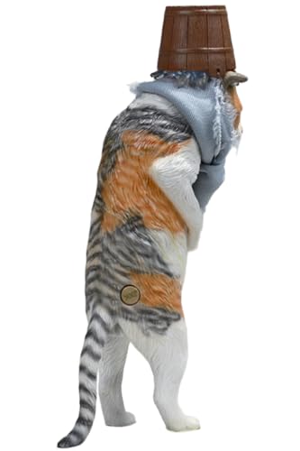 HiPlay JXK Collectible Cat Figure: The Bathhouse Cat, Expertly Hand-Painted, Lifelike, Safe Resin, 1:6 Scale Miniature Animal Figurine