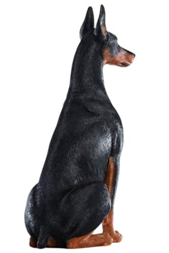 HiPlay JXK Collectible Dog Figure: Doberman Pinschers, Expertly Hand-Painted, Lifelike, Safe Resin, 1:6 Scale Miniature Animal Figurine