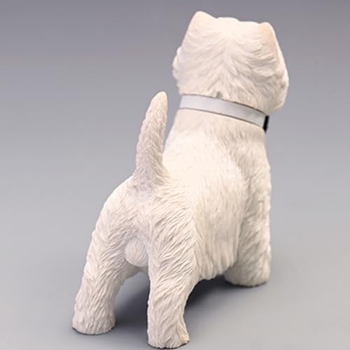 HiPlay JXK Collectible Dog Figure: West Highland White Terrier, Expertly Hand-Painted, Lifelike, Safe Resin, 1:6 Scale Miniature Animal Figurine