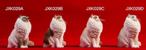 HiPlay JXK Collectible Cat Figure: Ragdoll, Expertly Hand-Painted, Lifelike, Safe Resin, 1:6 Scale Miniature Animal Figurine