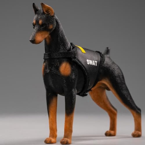 HiPlay JXK Collectible Dog Figure: Dobermann, Expertly Hand-Painted, Lifelike, Safe Resin, 1:12 Scale Miniature Animal Figurine