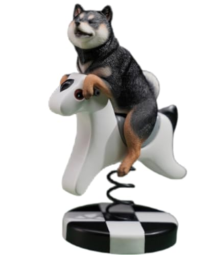 HiPlay JXK Collectible Dog Figure: Rocking Horse Shiba Inu, Expertly Hand-Painted, Lifelike, Safe Resin, 1:6 Scale Miniature Animal Figurine