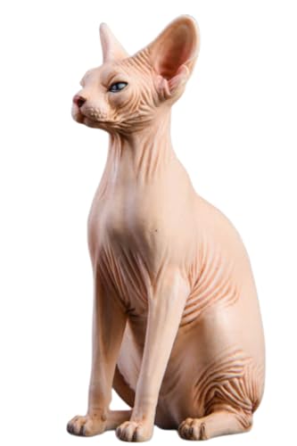 HiPlay JXK Collectible Cat Figure: Canadian Hairless, Expertly Hand-Painted, Lifelike, Safe Resin, 1:6 Scale Miniature Animal Figurine