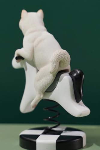 HiPlay JXK Collectible Dog Figure: Rocking Horse Shiba Inu, Expertly Hand-Painted, Lifelike, Safe Resin, 1:6 Scale Miniature Animal Figurine