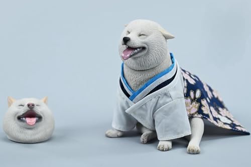 HiPlay JXK Collectible Dog Figure: Shiba Inu, Expertly Hand-Painted, Lifelike, Safe Resin, 1:6 Scale Miniature Animal Figurine