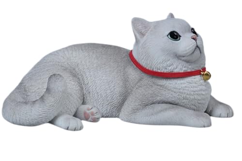 HiPlay JXK Collectible Cat Figure: Shorthair Cat, Expertly Hand-Painted, Lifelike, Safe Resin, 1:3 Scale Miniature Animal Figurine