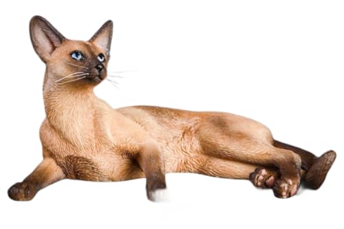 HiPlay JXK Collectible Cat Figure: Siamese Cat, Expertly Hand-Painted, Lifelike, Safe Resin, 1:6 Scale Miniature Animal Figurine