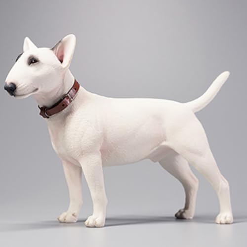 HiPlay JXK Collectible Dog Figure: Bull Terrier, Expertly Hand-Painted, Lifelike, Safe Resin, 1:6 Scale Miniature Animal Figurine