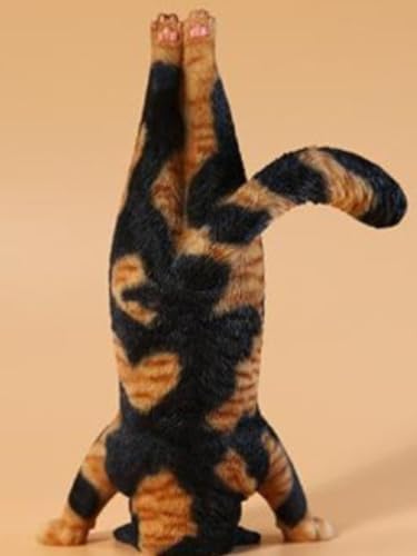 HiPlay JXK Collectible Cat Figure: Yoga Cat, Expertly Hand-Painted, Lifelike, Safe Resin, 1:6 Scale Miniature Animal Figurine